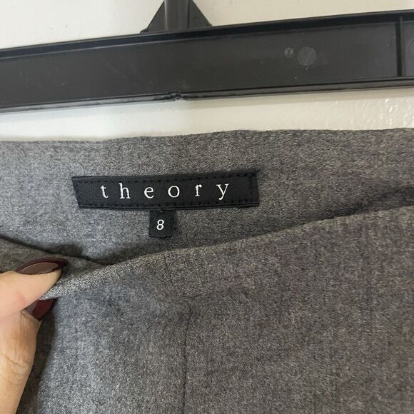 THEORY light gray Side zip ankle wool zip trouser pants size US 8 - Picture 2 of 6